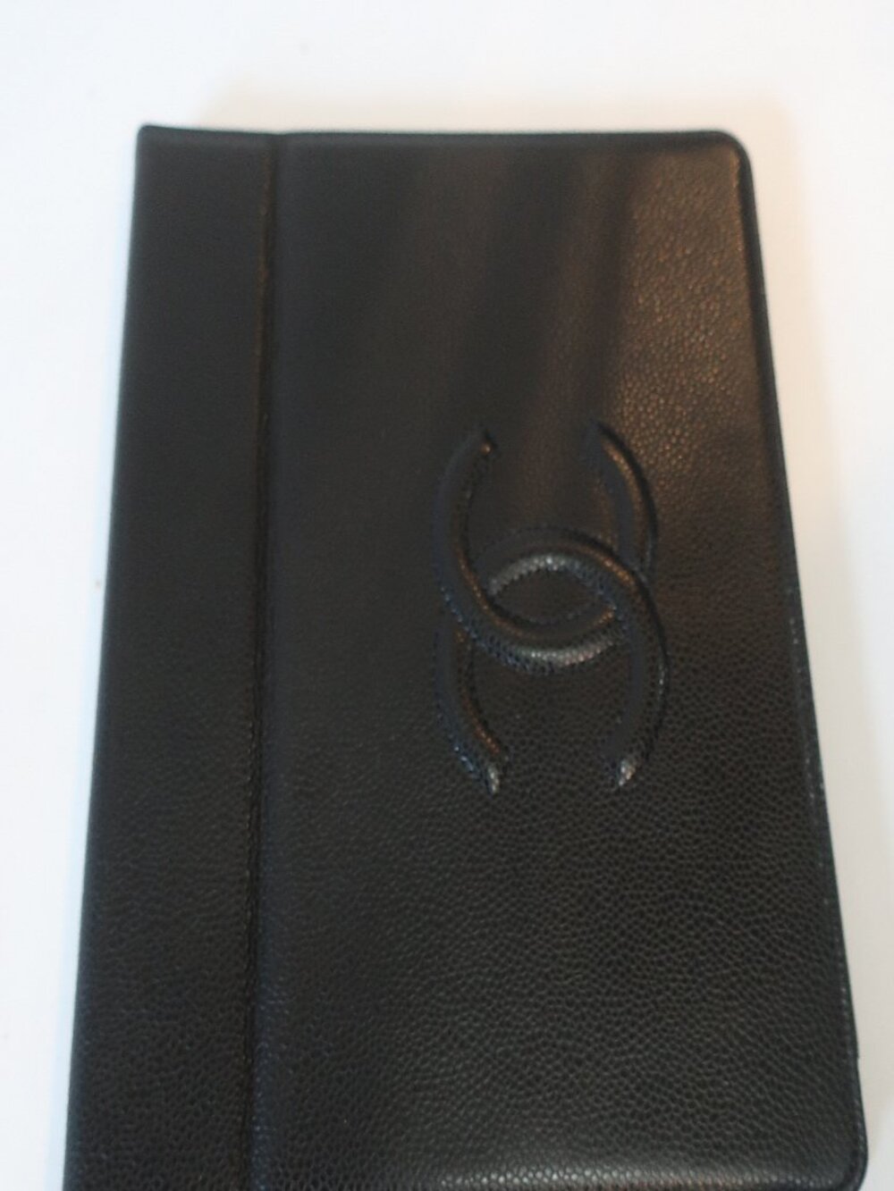 Authentic Women Chanel Black Caviar Leather Folding Folio iPad Tablet Case Cover